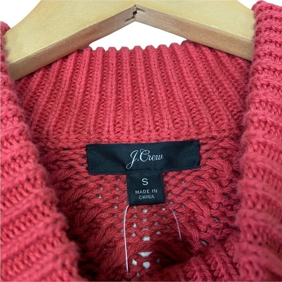 J Crew Womens Cable-knit Mock Neck Sweater Small Pink Chunky Long Sleeve AE987 - Picture 6 of 6